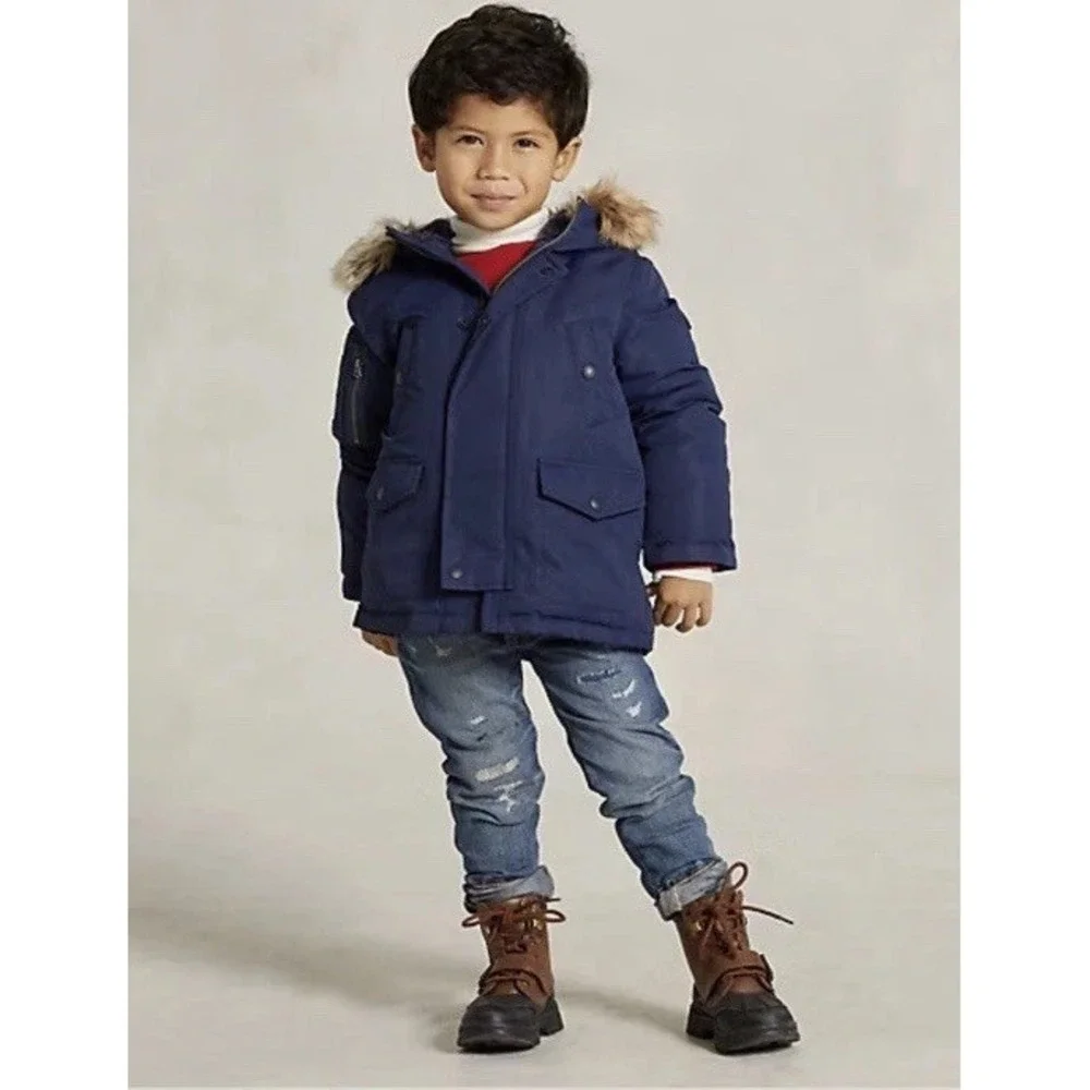 Boys Polo Ralph Lauren Water-Resistant Down Parka Coat Sz 7 Nice